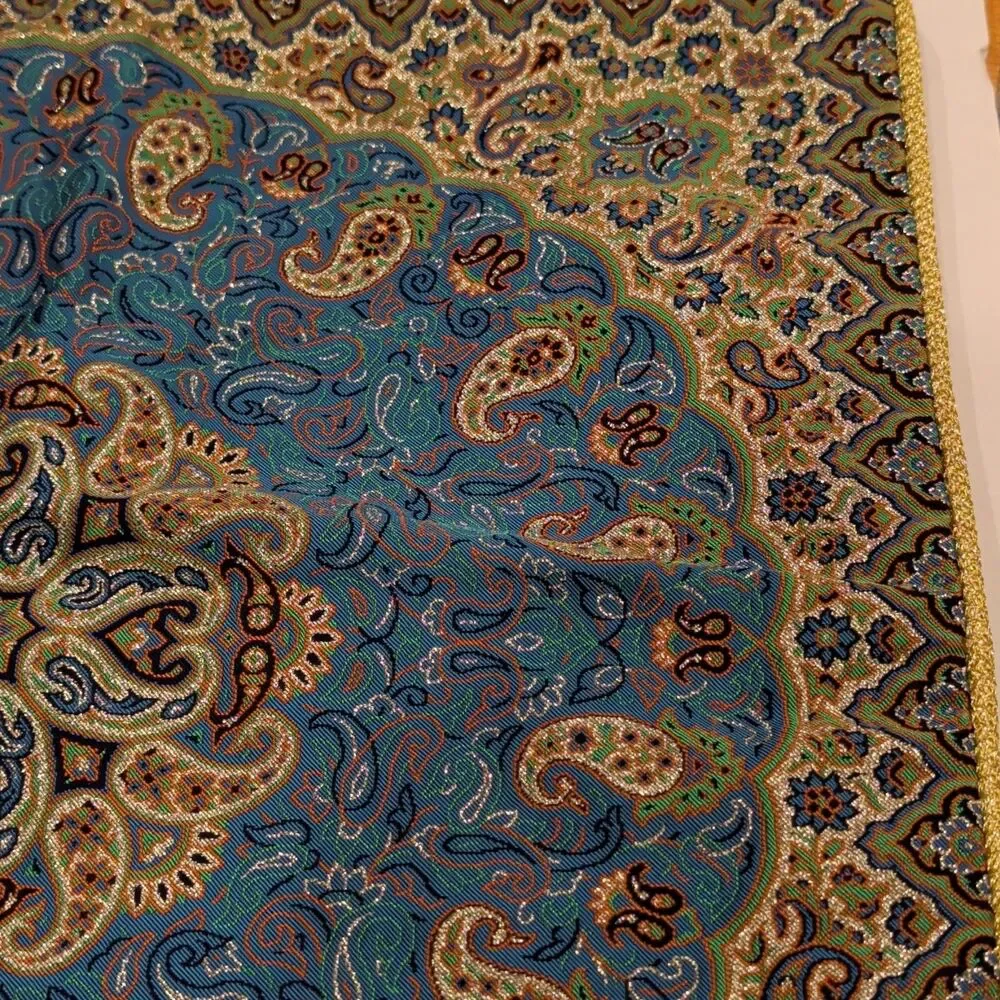 Blue Gold Beige Paisley Square Pillow Sham, Standard Square 18x18 set of two